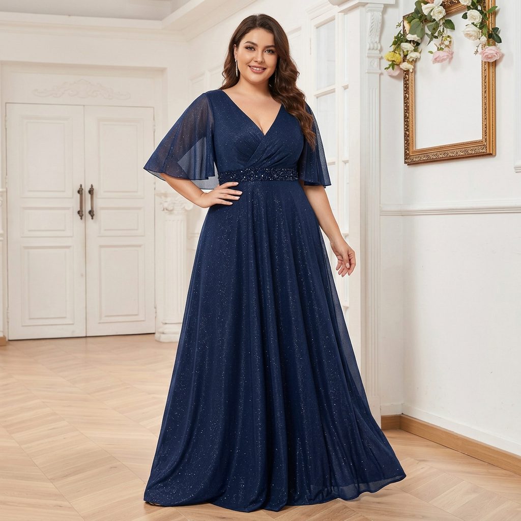 Annalise | Maxi Dress with V-Neck and Short Sleeves for Women