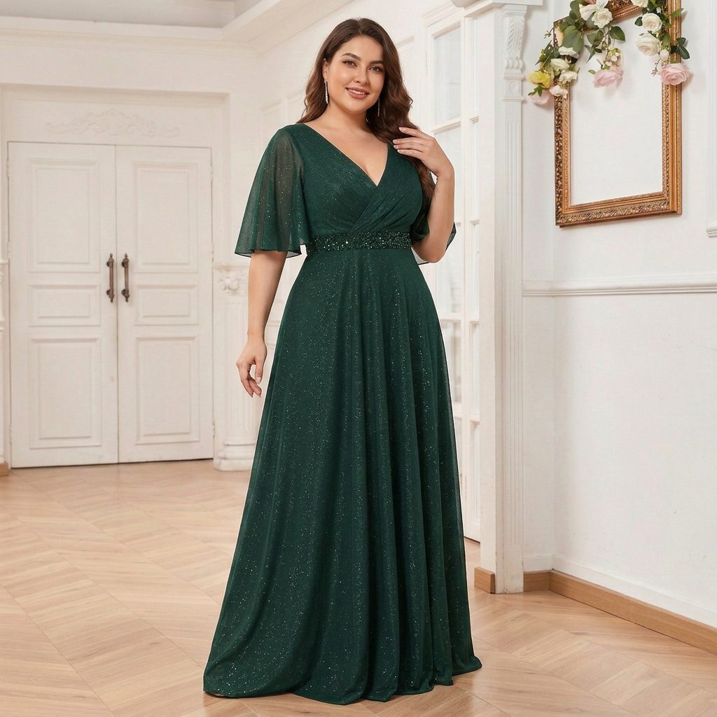 Annalise | Maxi Dress with V-Neck and Short Sleeves for Women