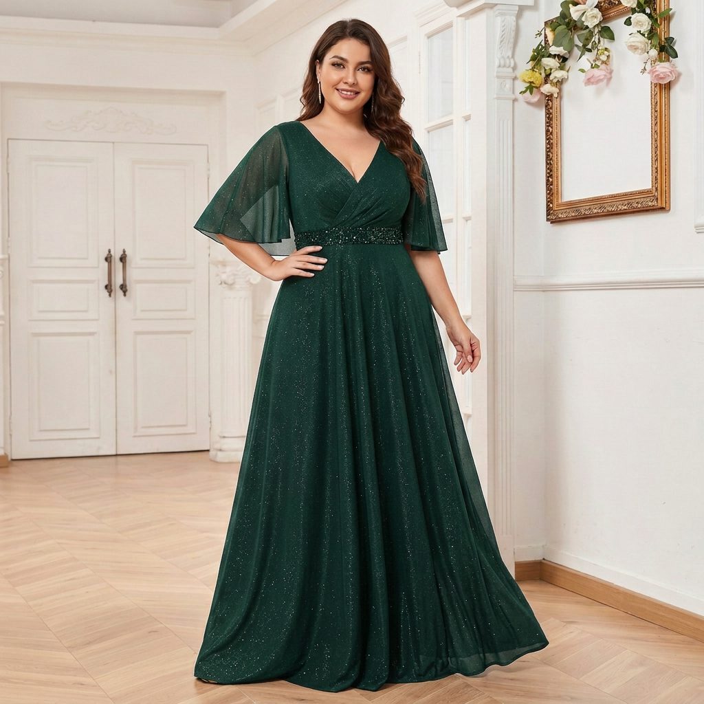 Annalise | Maxi Dress with V-Neck and Short Sleeves for Women