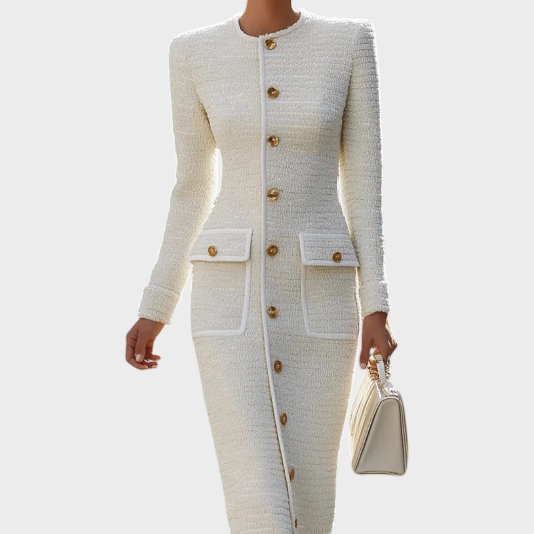 Annette | Tweed Button-Down Midi Dress for Women
