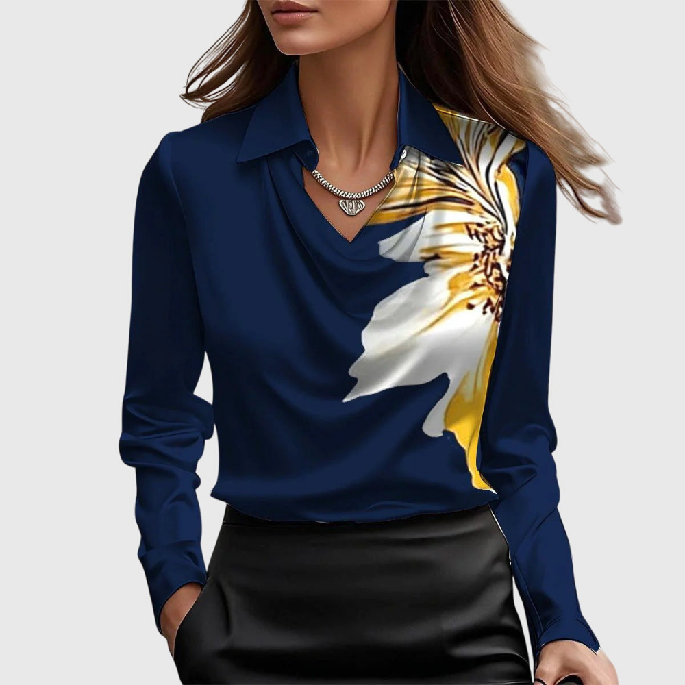 Flora | Cowl Neck Long Sleeve Satin Blouse for Women