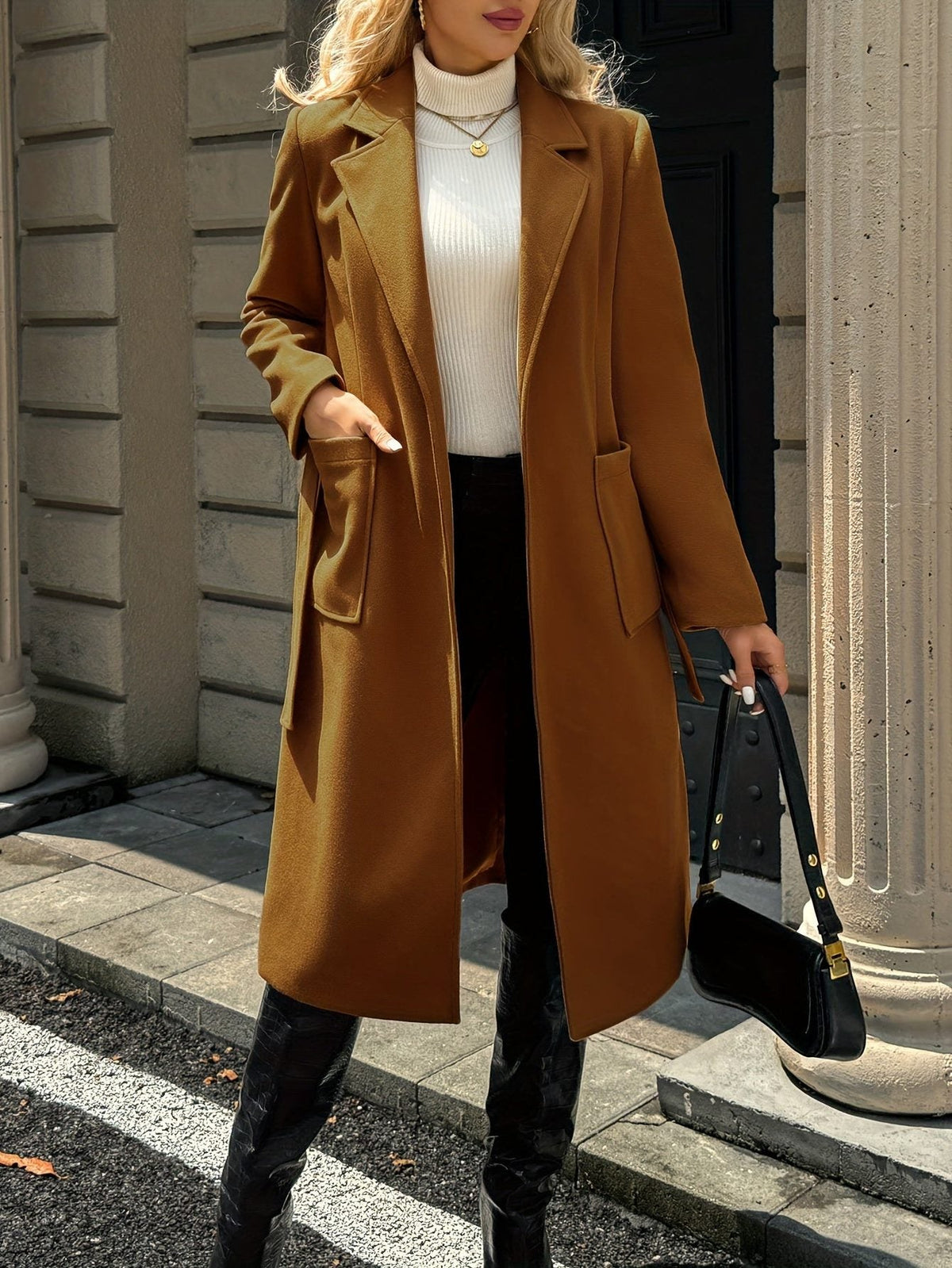 Arwen | Long Coat with Belt for Women