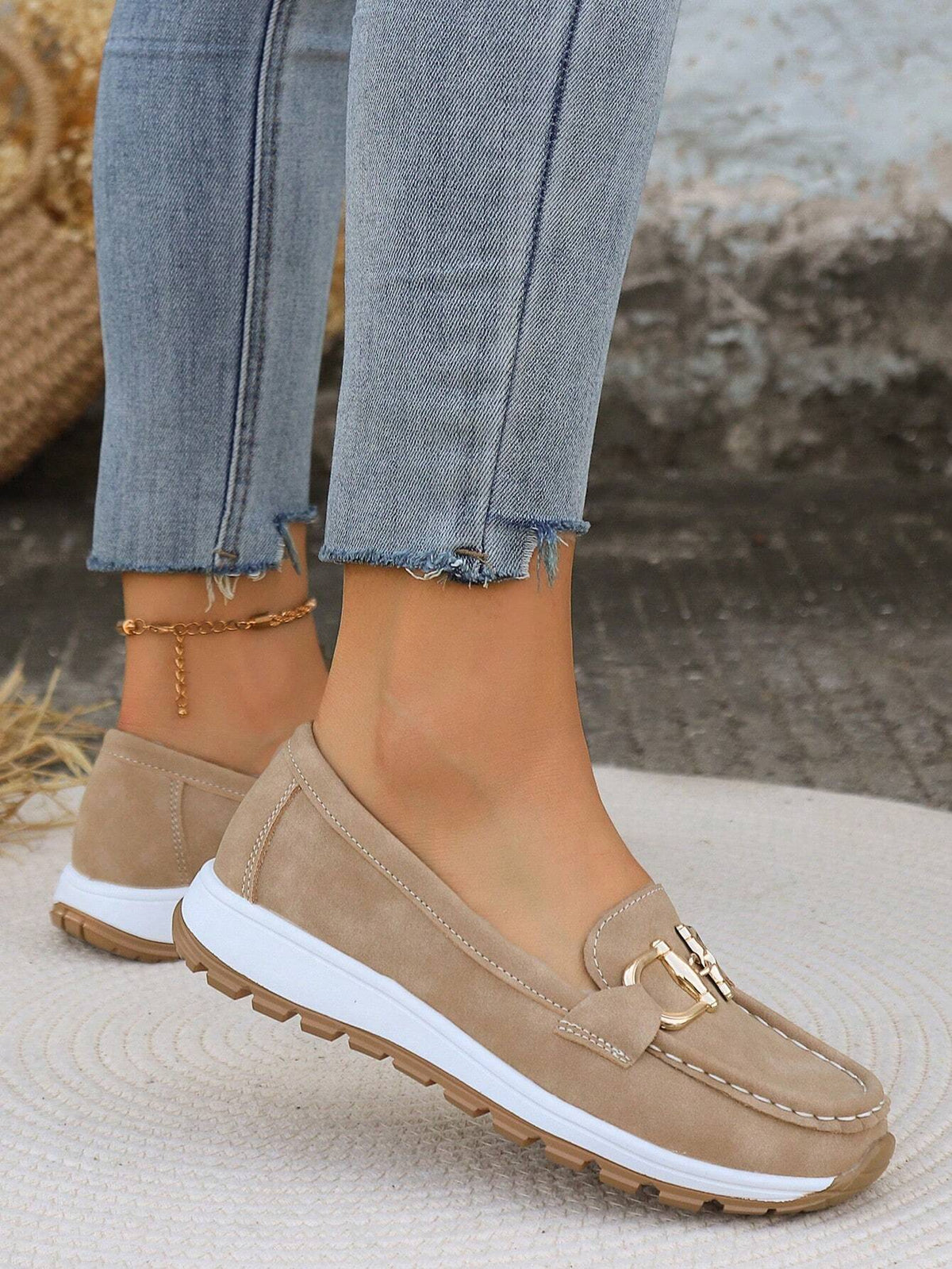 Azalea | Women's Gold Buckle Comfort Loafers