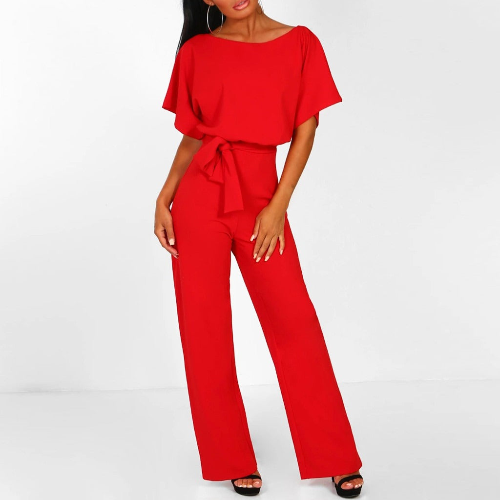 Fidelia | Wide Leg Jumpsuit with Tie-Front for Women