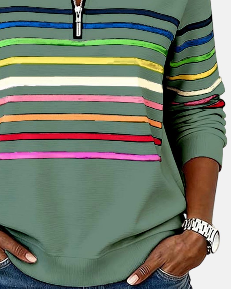 Iris | Striped Half-Zip Sweatshirt for Women