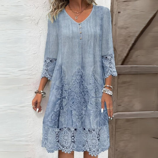 Oriana | Embroidered Midi Dress with V-Neck for Women