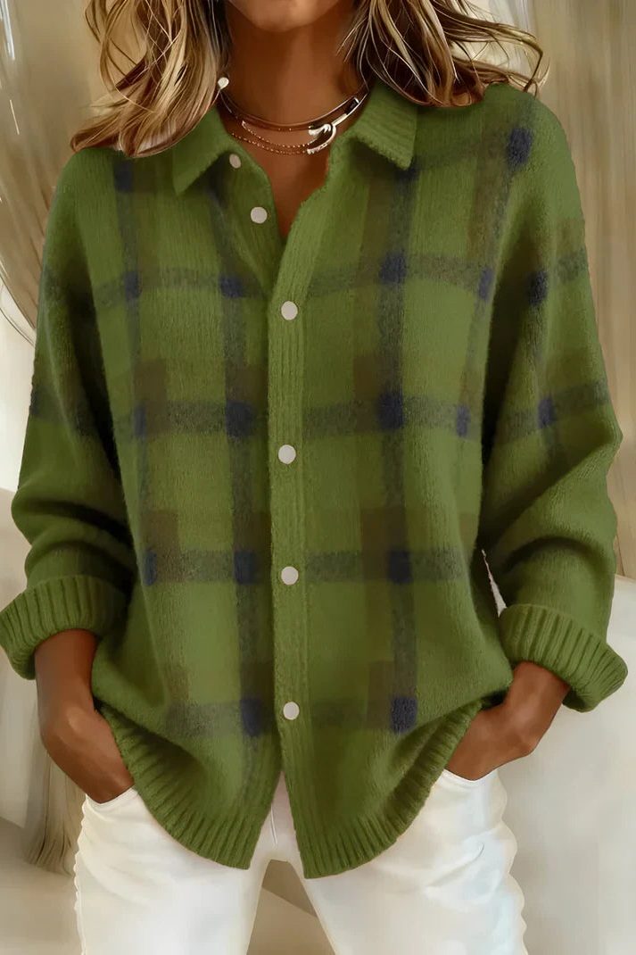 Brenna | Plaid Sweater with Button-Down Front for Women