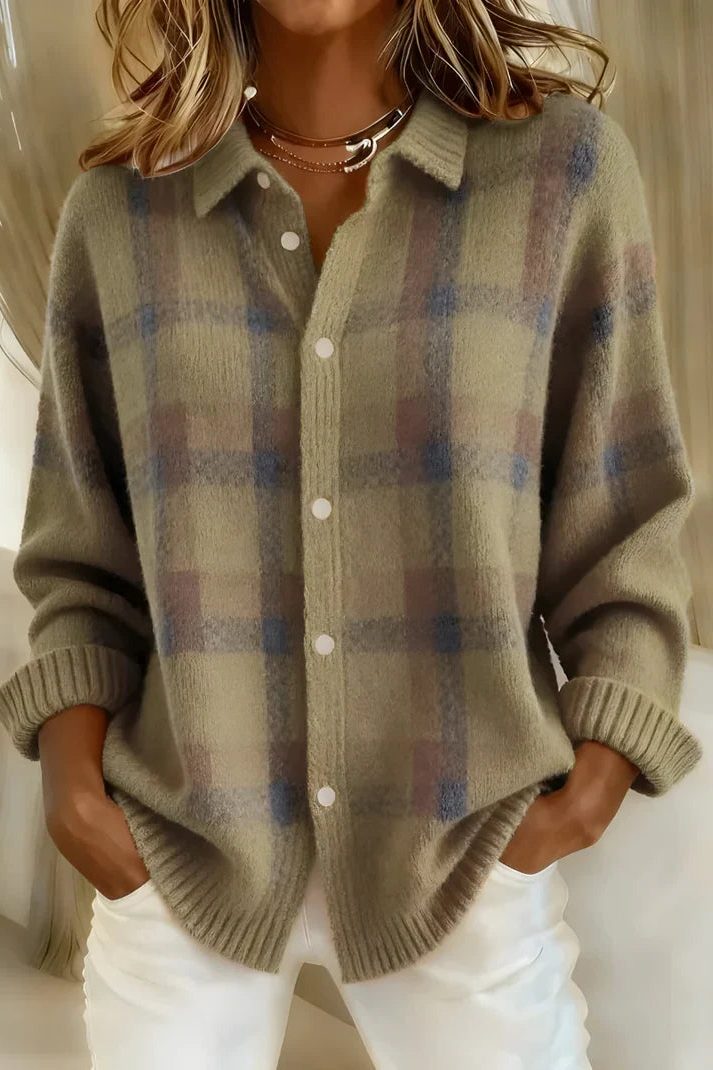 Brenna | Plaid Sweater with Button-Down Front for Women