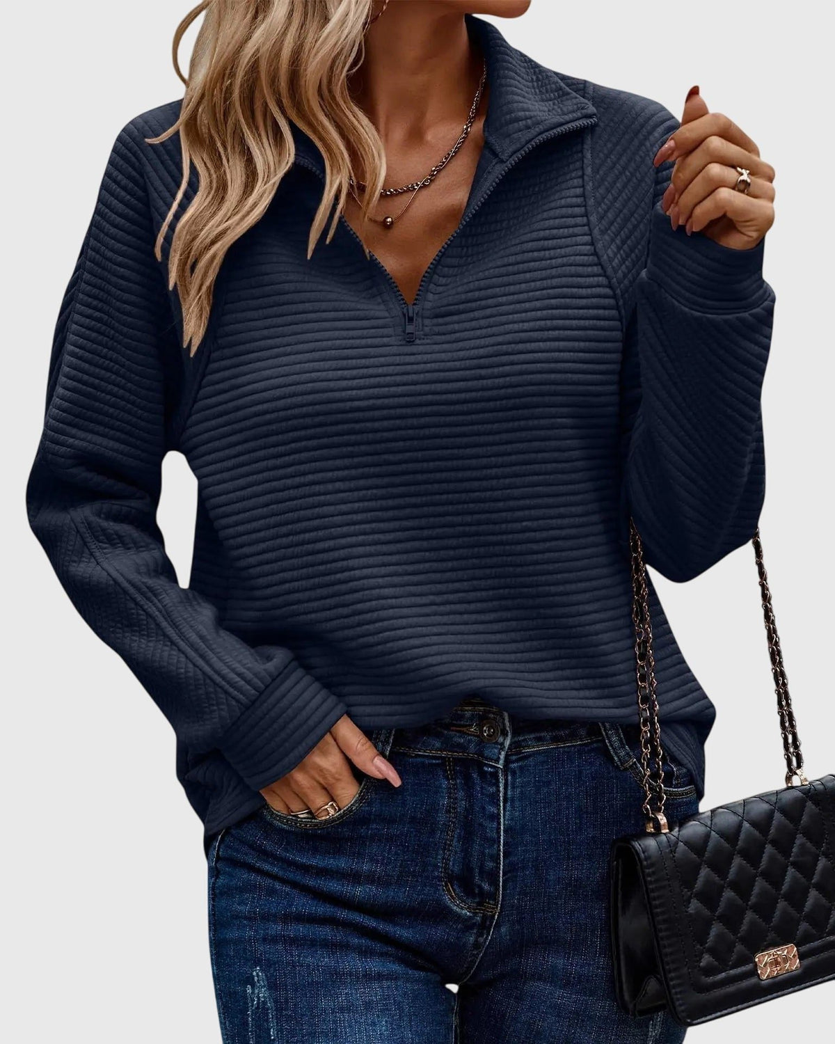 Brunna | Ribbed Knit Half-Zip Sweater for Women