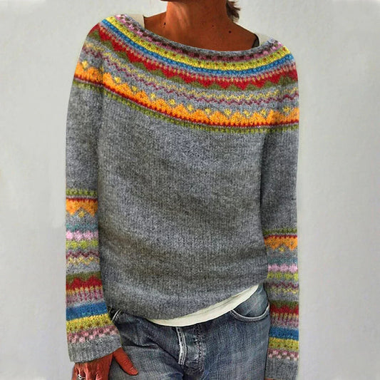 Selene | Crew Neck Ribbed Knit Sweater for Women