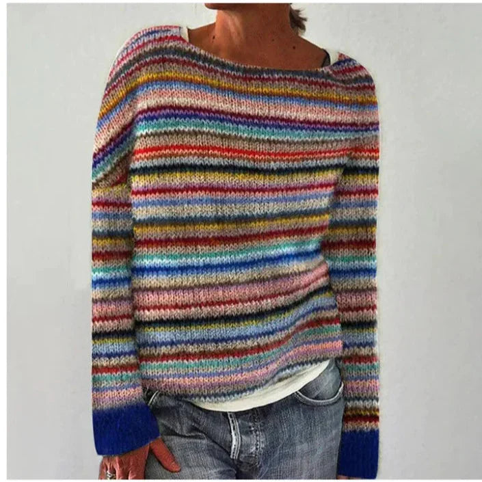 Selene | Crew Neck Ribbed Knit Sweater for Women