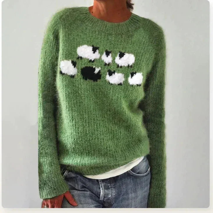 Selene | Crew Neck Ribbed Knit Sweater for Women