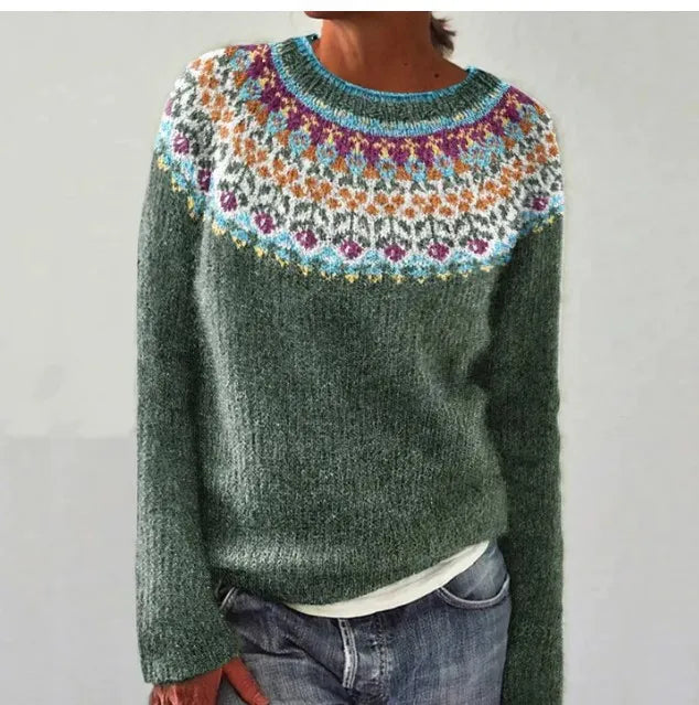 Selene | Crew Neck Ribbed Knit Sweater for Women