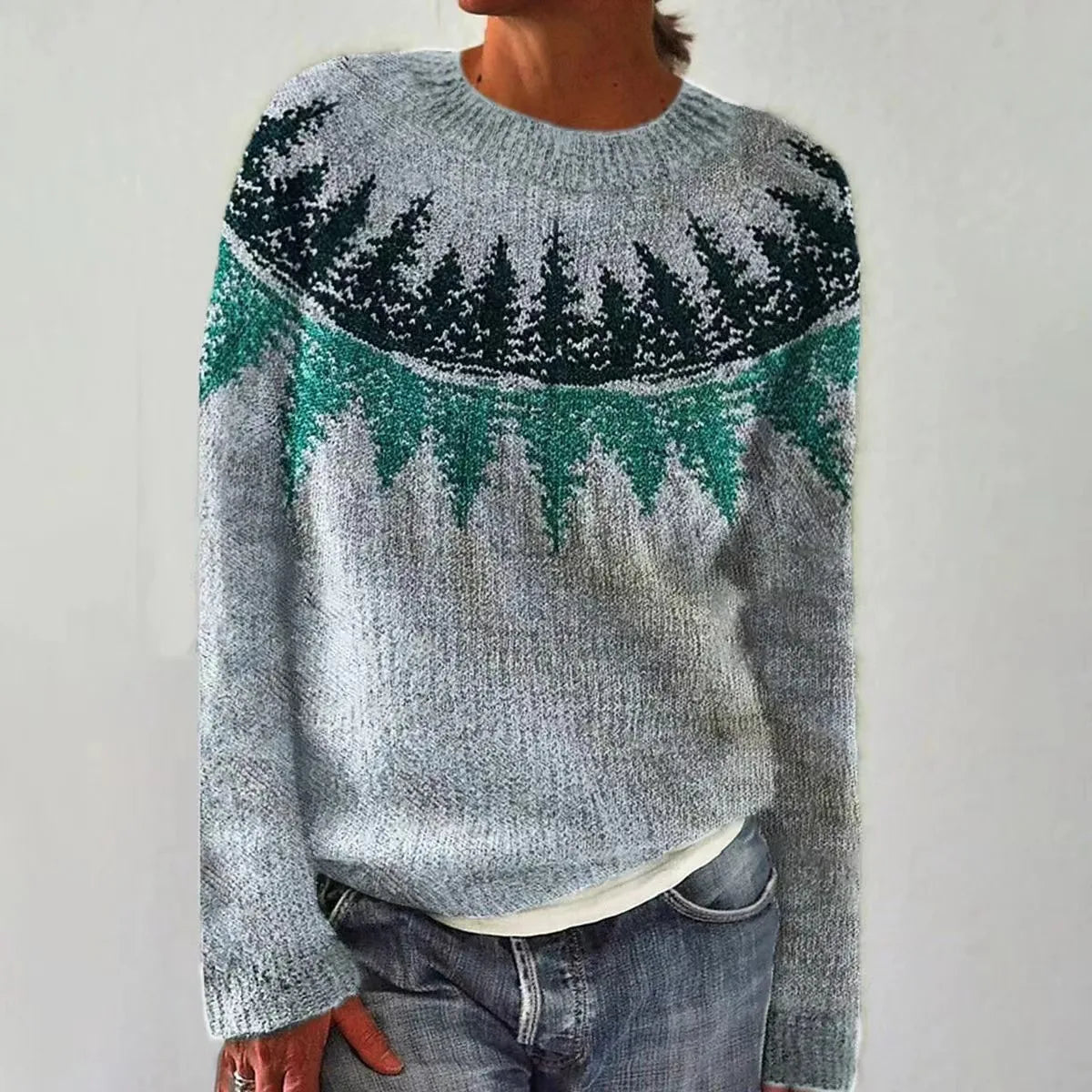 Selene | Crew Neck Ribbed Knit Sweater for Women