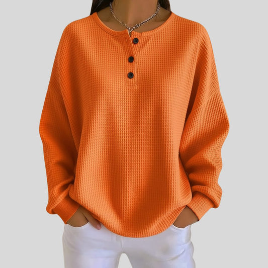 Calypso | Ribbed Knit Henley Sweatshirt for Women