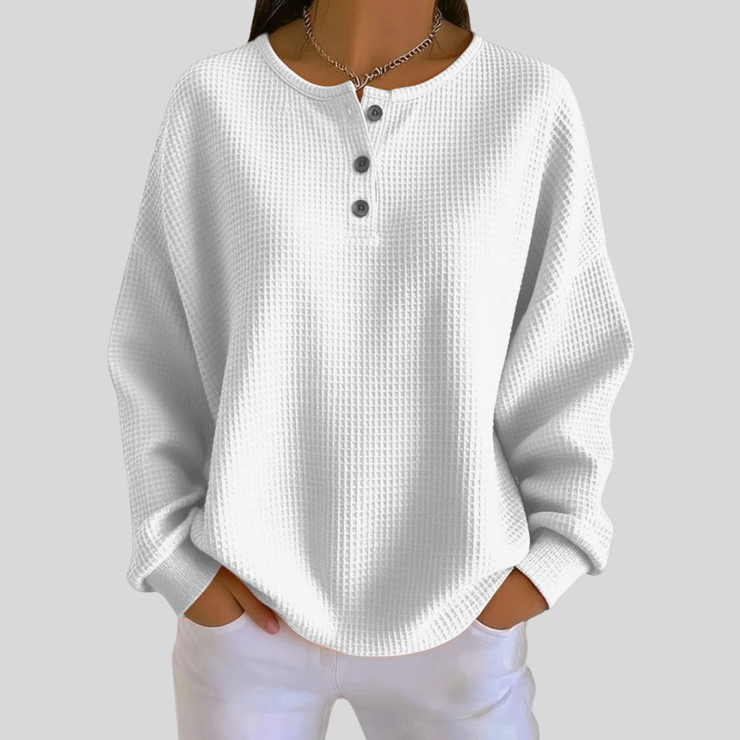 Calypso | Ribbed Knit Henley Sweatshirt for Women