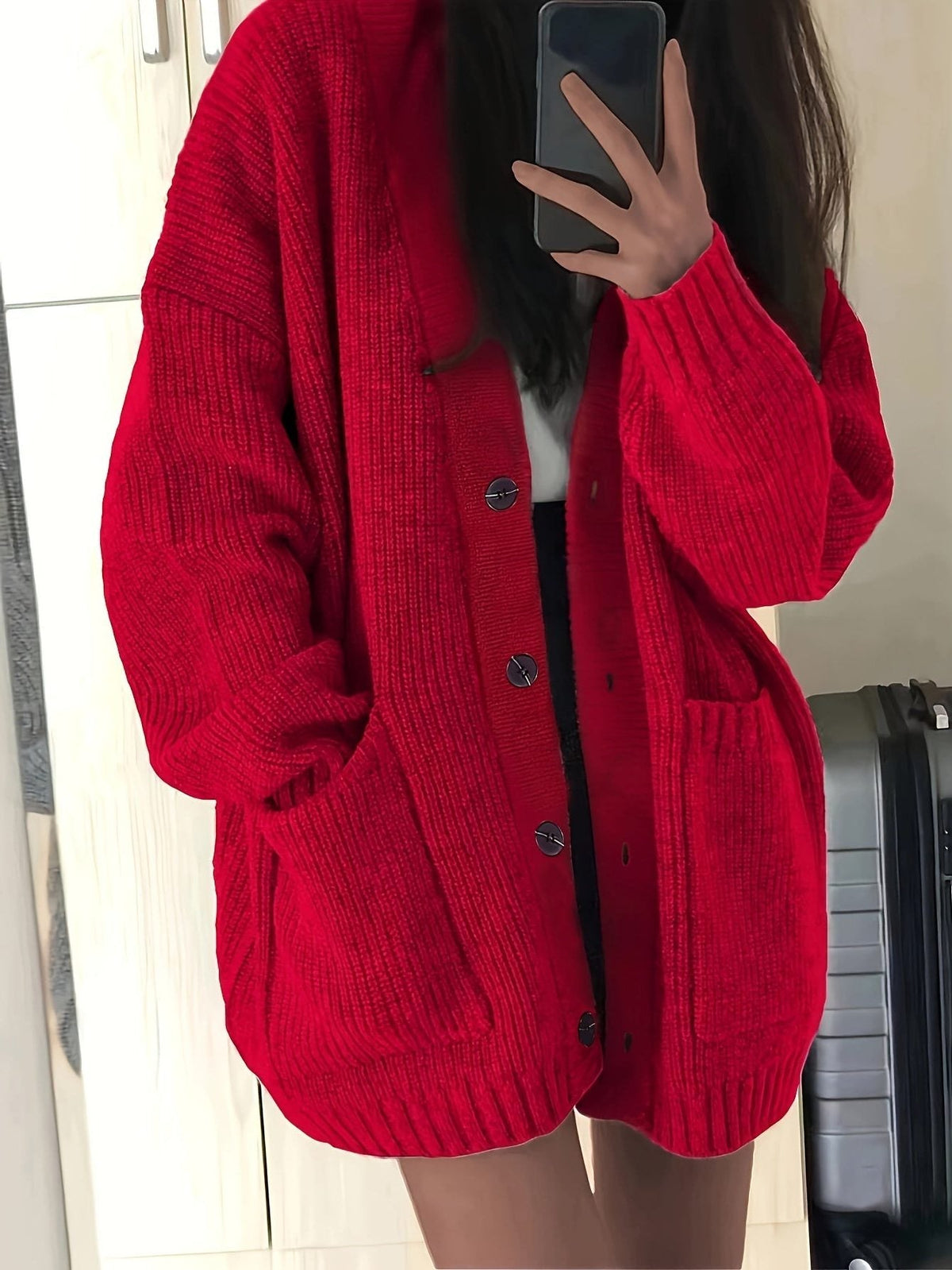 Carla | Chunky Knit Oversized Cardigan with Button-Front for Women