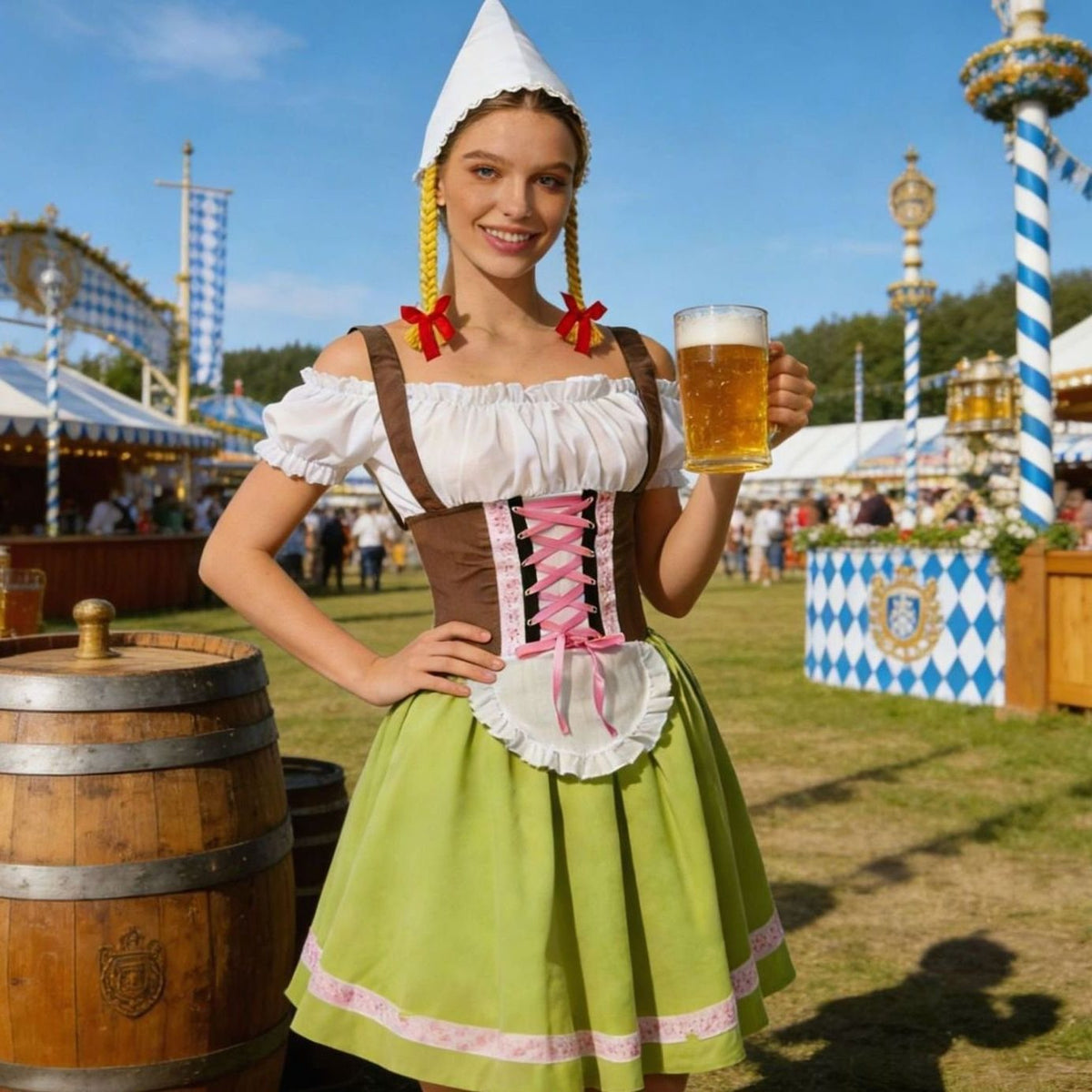Cassia | Oktoberfest A-Line Dirndl Dress with Lace-Up Corset for Women