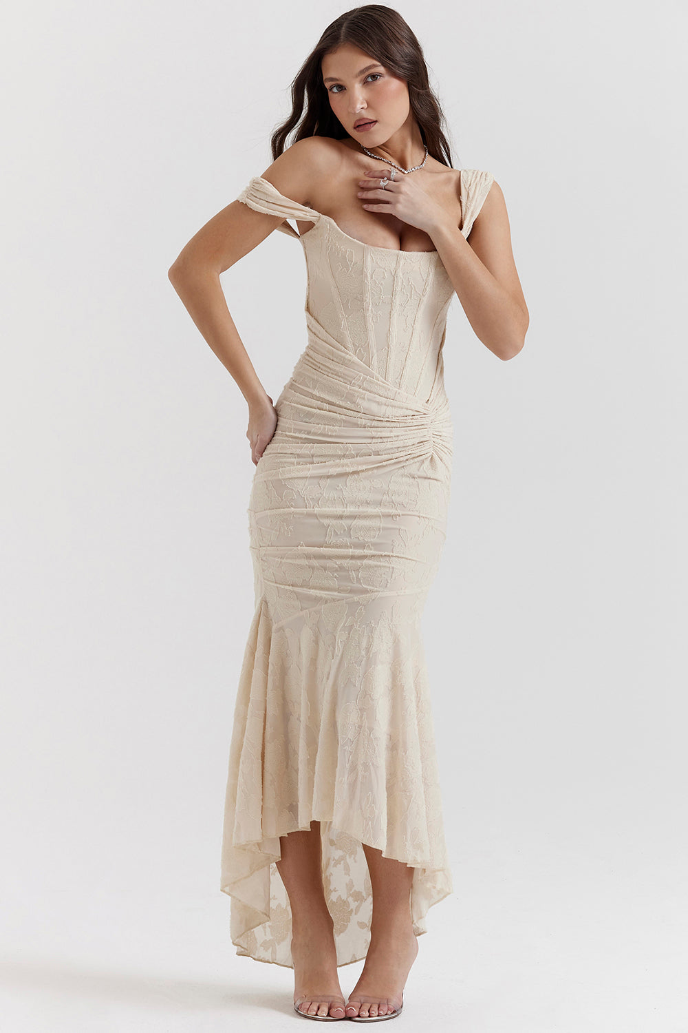 Charlotte | Wedding Guest Ruched Bodycon Maxi Dress for Women