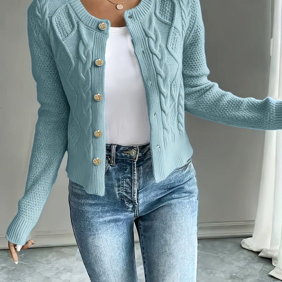 Damaris | Cable-Knit Cardigan with Button-Front for Women