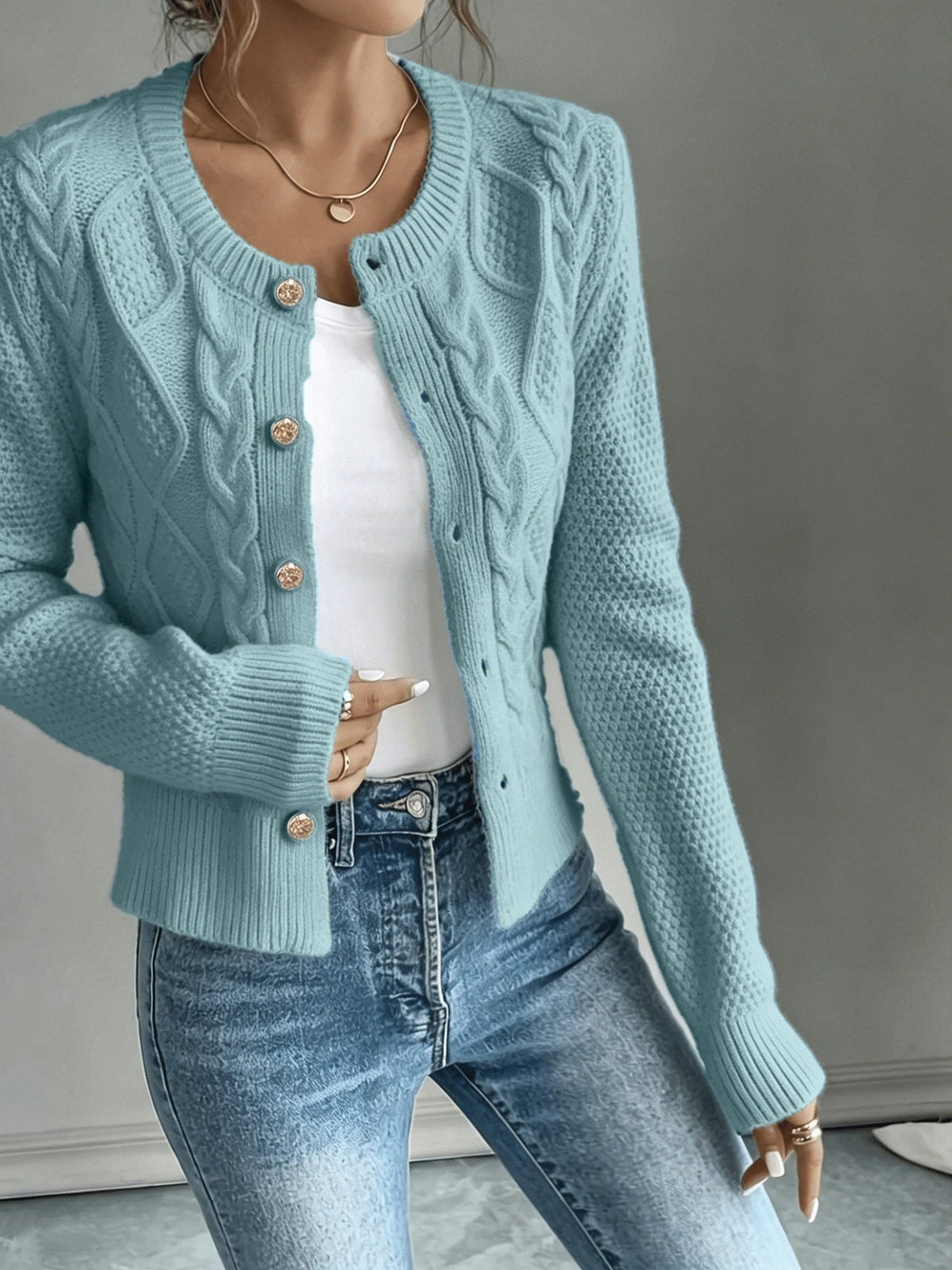 Damaris | Cable-Knit Cardigan with Button-Front for Women