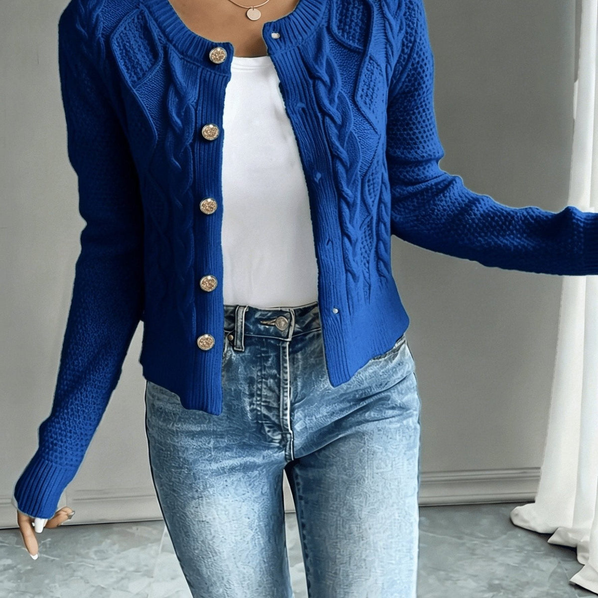 Damaris | Cable-Knit Cardigan with Button-Front for Women