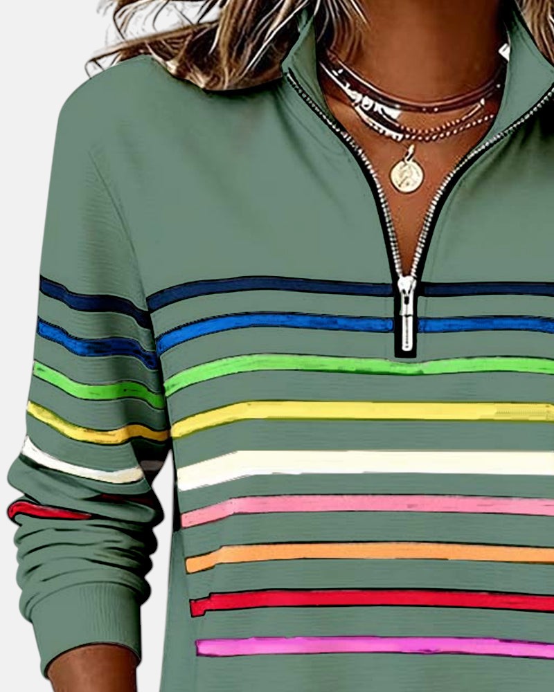 Iris | Striped Half-Zip Sweatshirt for Women