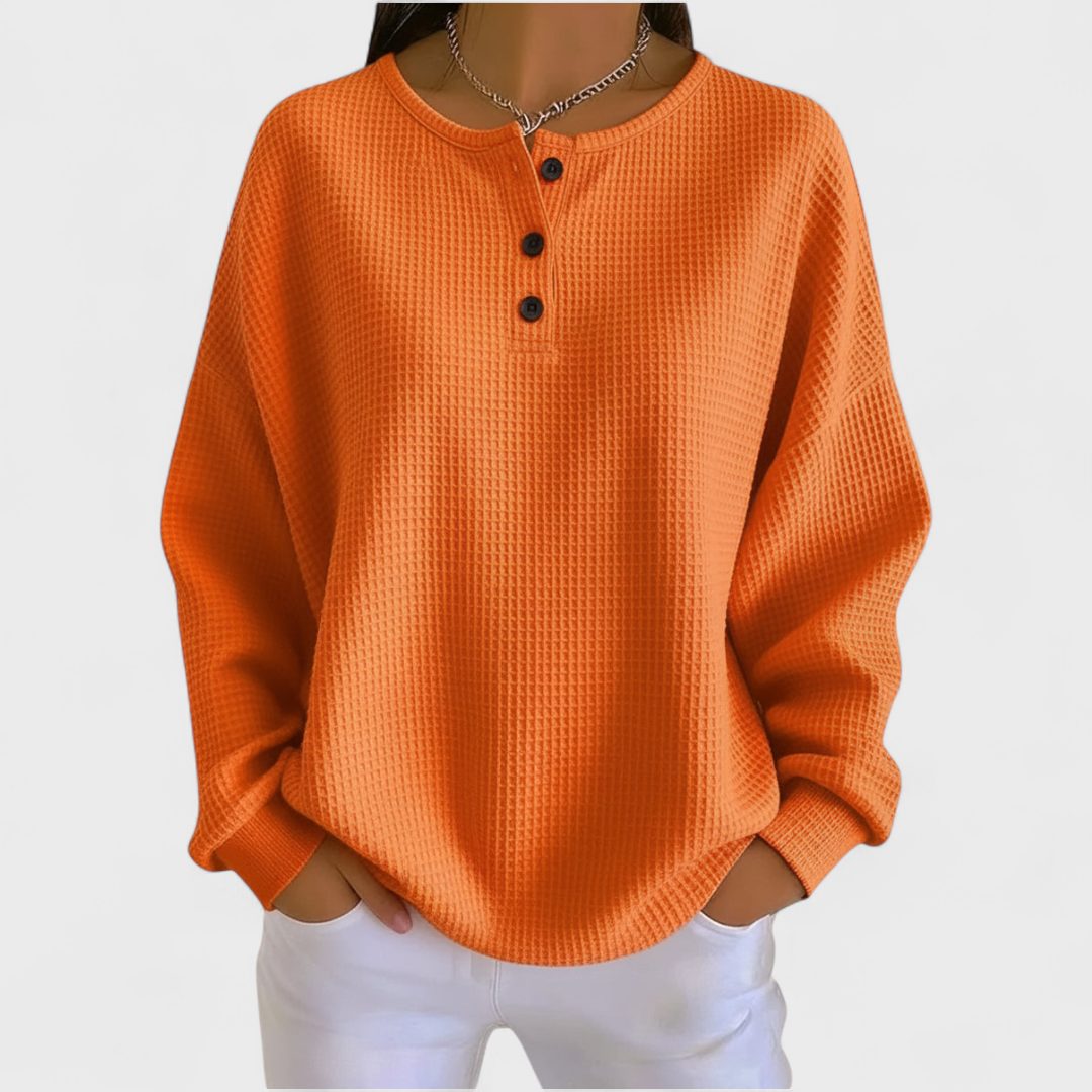 Delphine | Waffle Knit Pullover with Crew Neck for Women