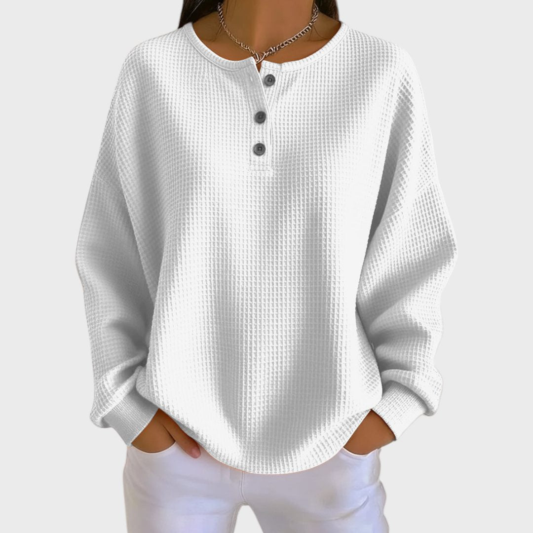 Delphine | Waffle Knit Pullover with Crew Neck for Women