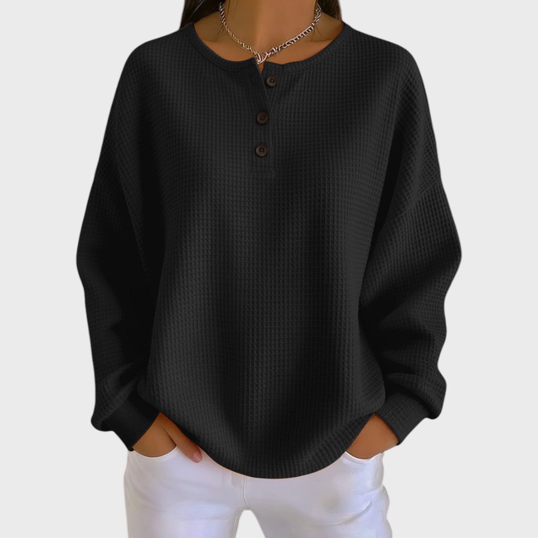 Delphine | Waffle Knit Pullover with Crew Neck for Women