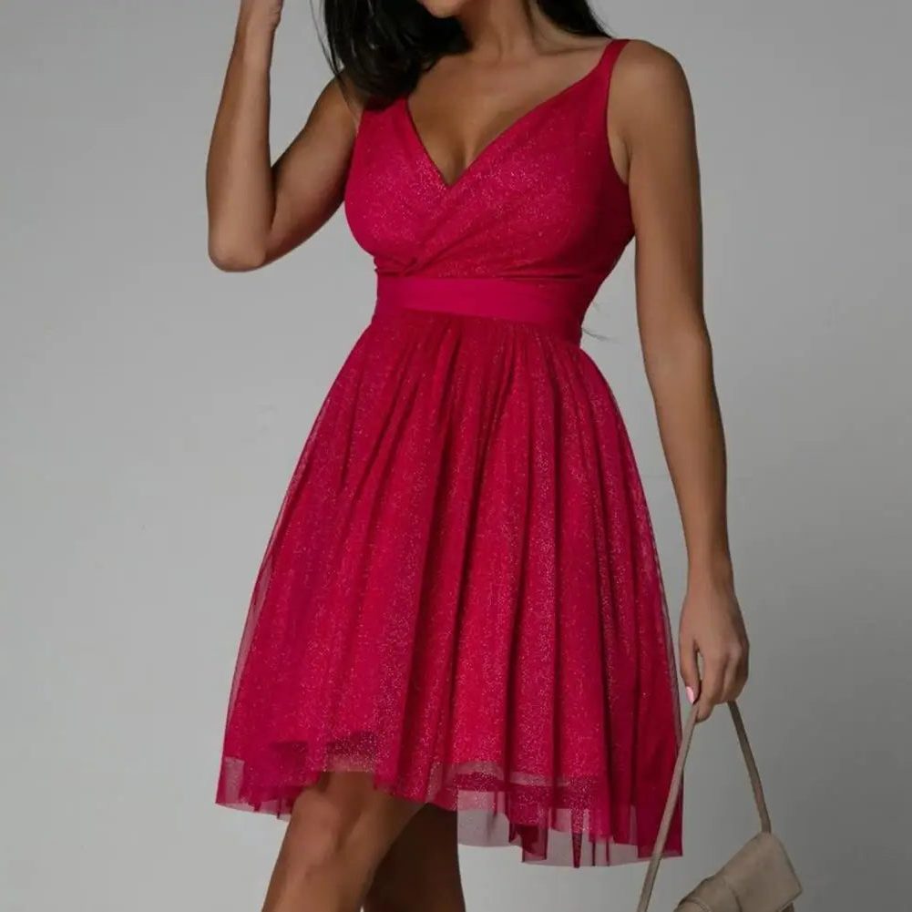 Dina | Sequin Midi Dress with Wraparound V-Neck for Women