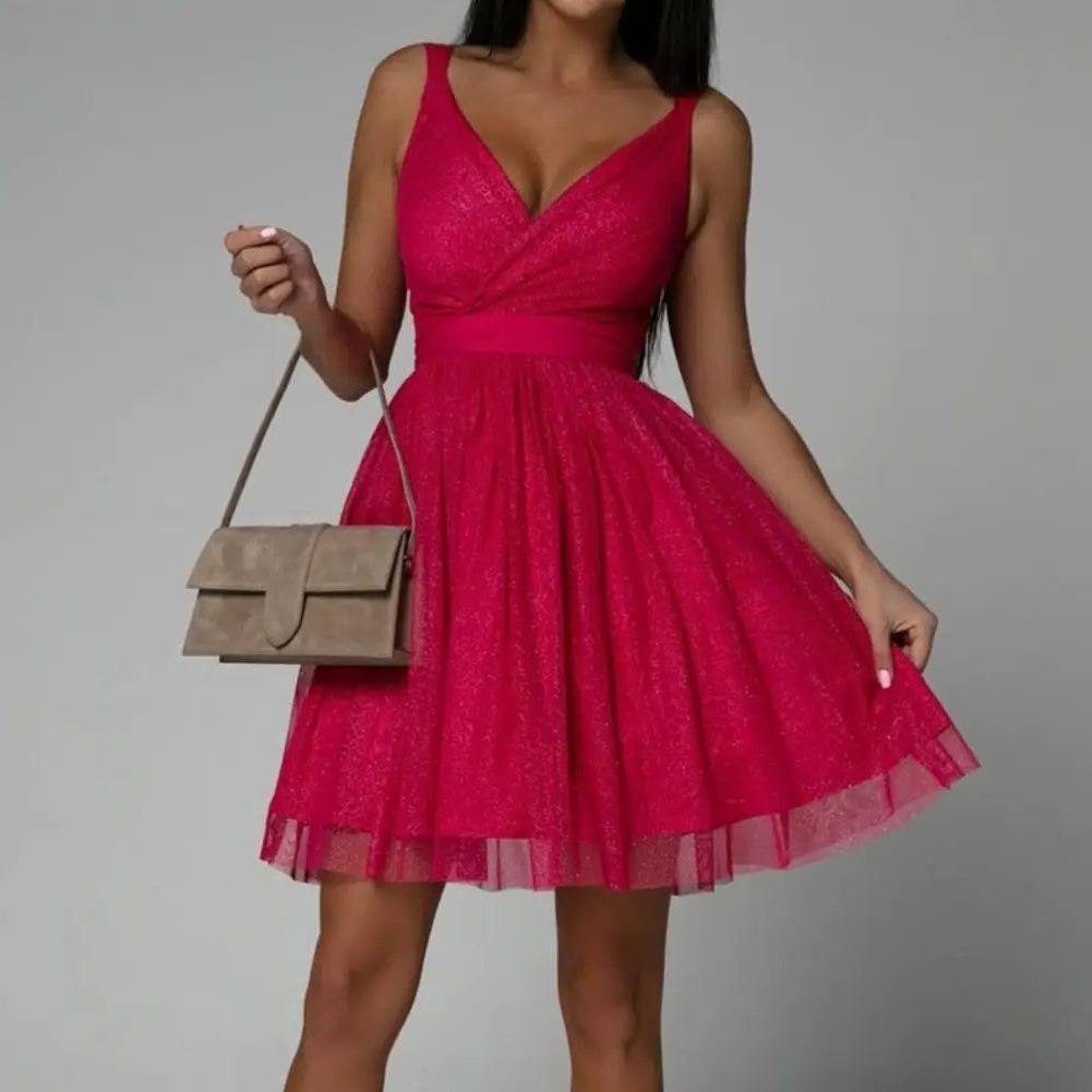 Dina | Sequin Midi Dress with Wraparound V-Neck for Women