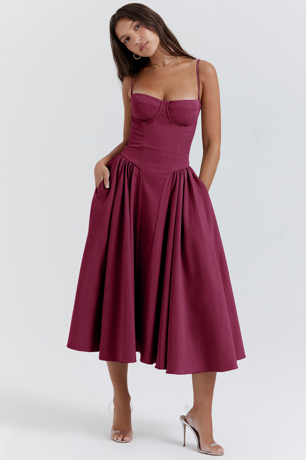 Florentina | Wedding Guest A-Line Midi Dress for Women