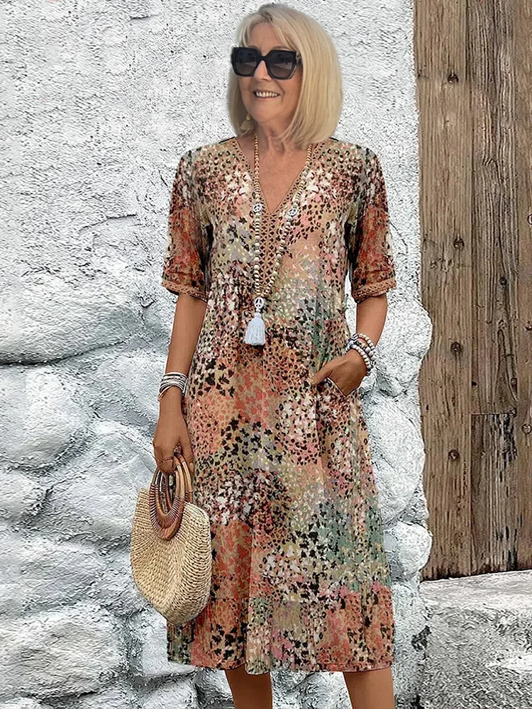 Evelyn | V-Neck Midi Dress for Women