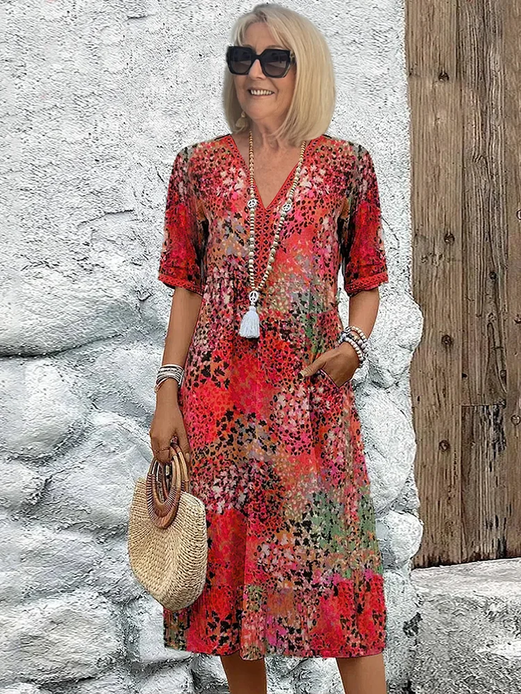 Evelyn | V-Neck Midi Dress for Women
