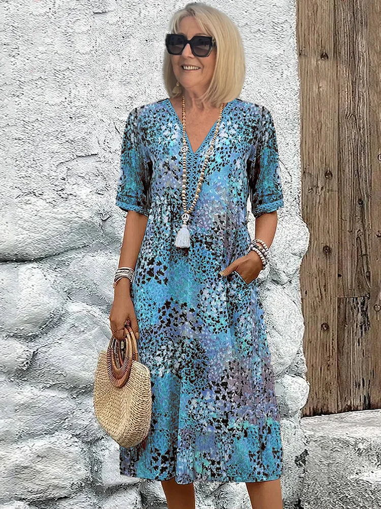 Evelyn | V-Neck Midi Dress for Women