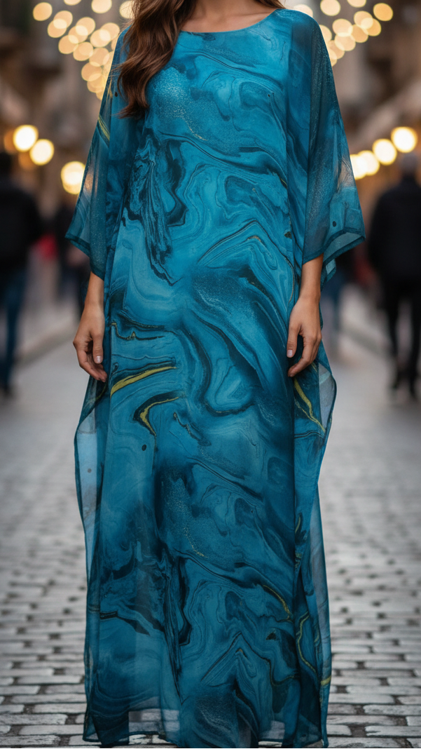 Aura | Wedding Guest Maxi Dress with Batwing Sleeves for Women