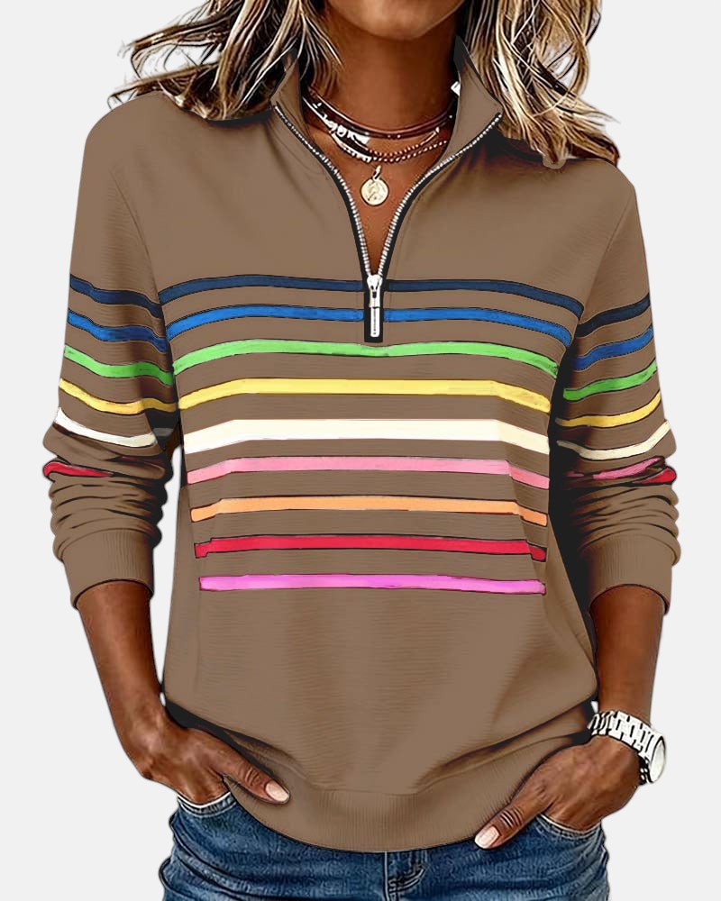 Iris | Striped Half-Zip Sweatshirt for Women