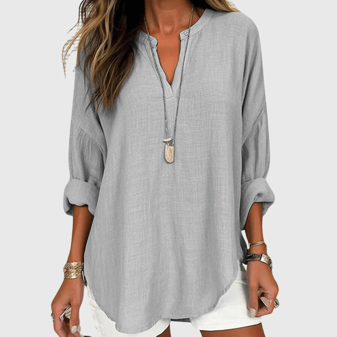 Eglantine | Tunic Shirt with V-Neck and Long Sleeves for Women