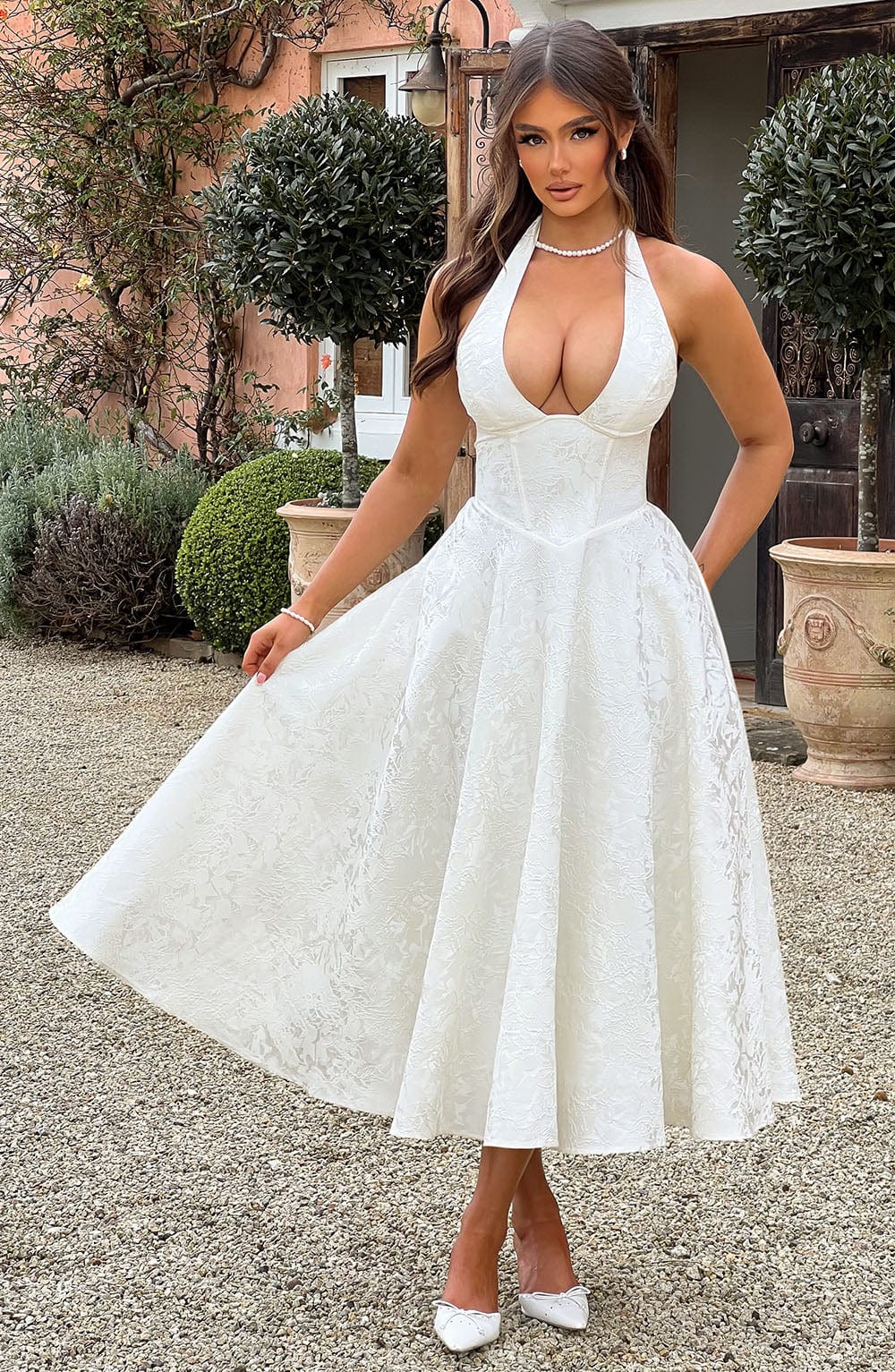 Caroline | Wedding Guest A-Line Midi Dress for Women