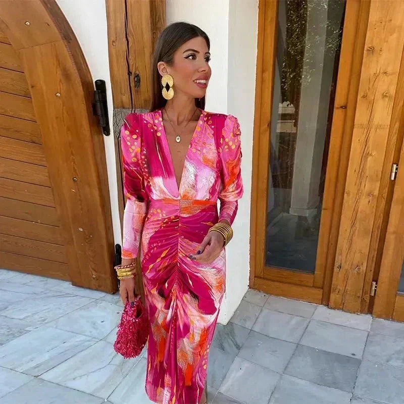 Anastasia | Wedding Guest Wrap Maxi Dress with V-Neck for Women