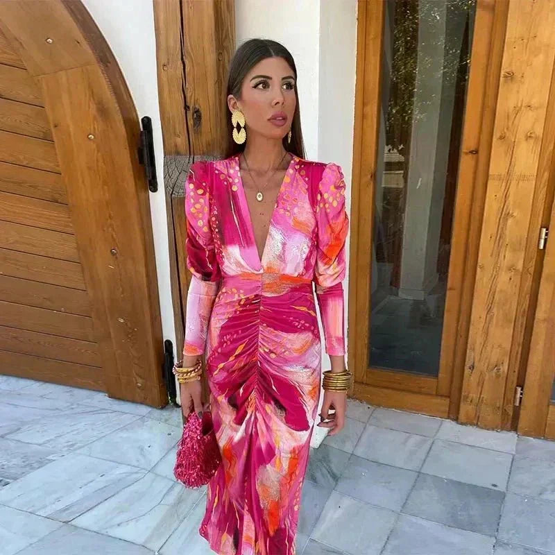 Anastasia | Wedding Guest Wrap Maxi Dress with V-Neck for Women