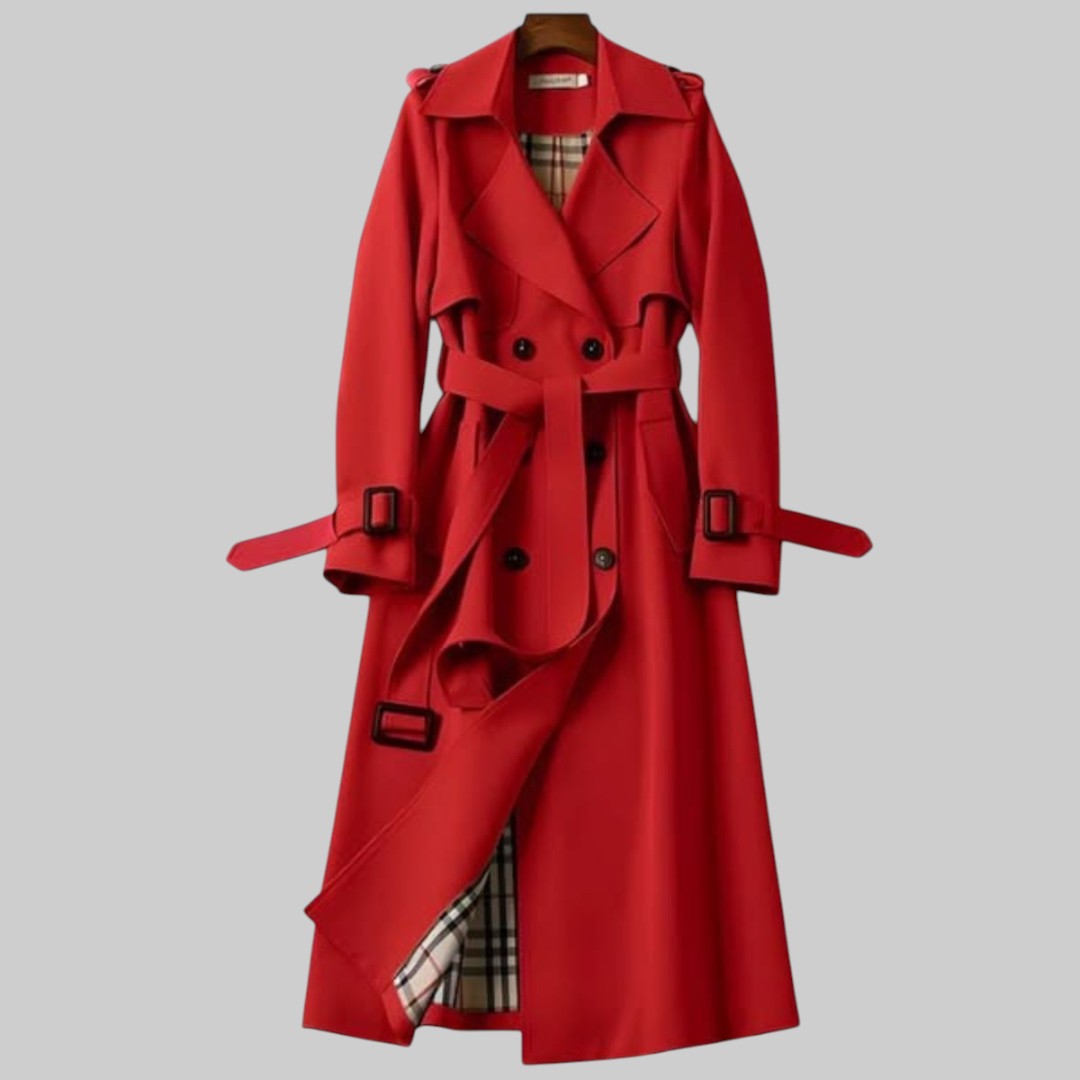 Double-Breasted Trench Coat with Belt for Women