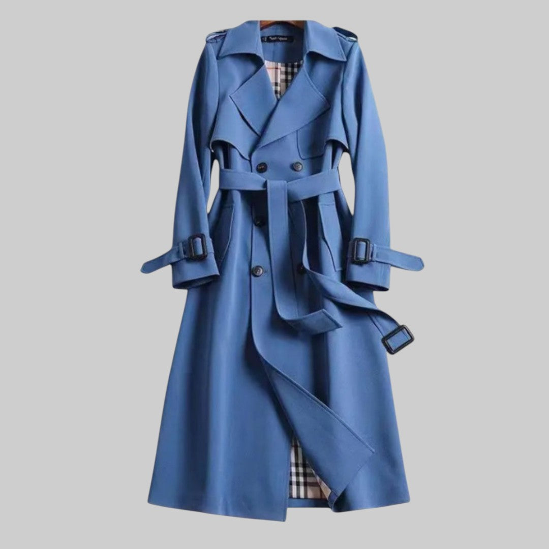 Double-Breasted Trench Coat with Belt for Women