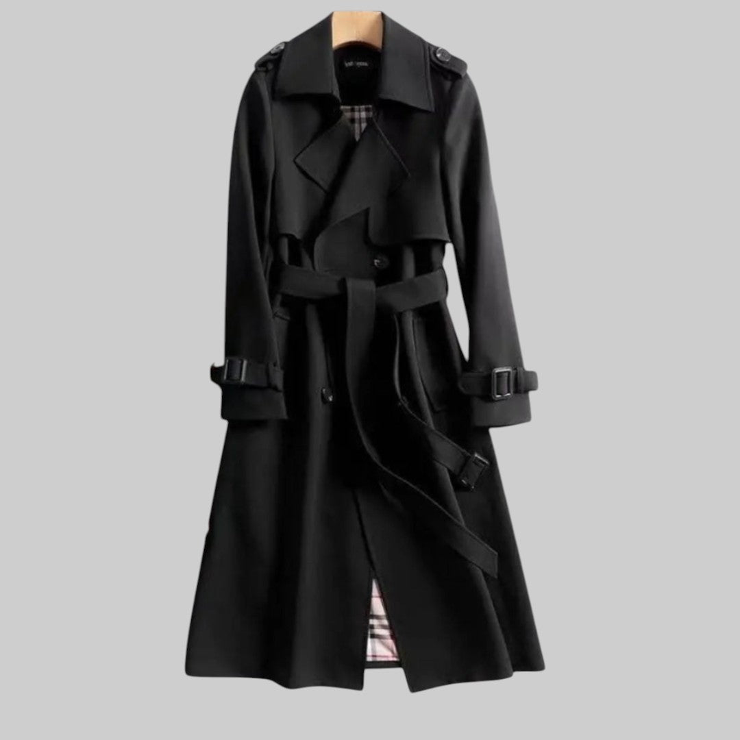 Double-Breasted Trench Coat with Belt for Women
