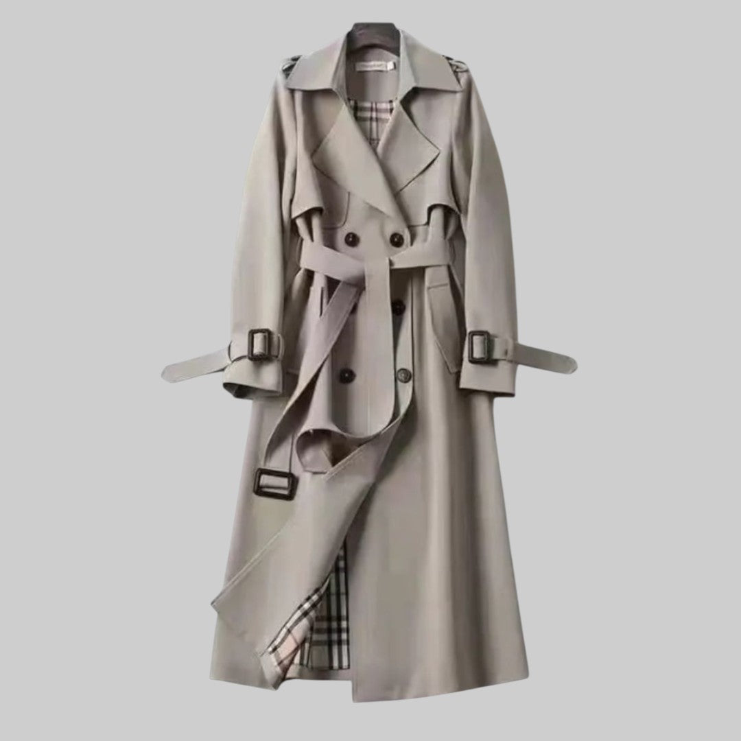 Double-Breasted Trench Coat with Belt for Women