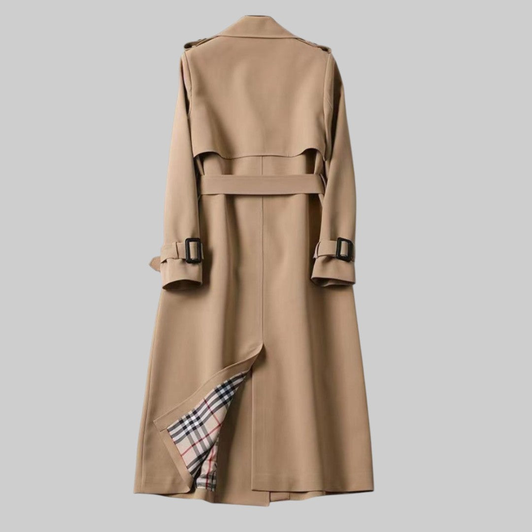 Double-Breasted Trench Coat with Belt for Women