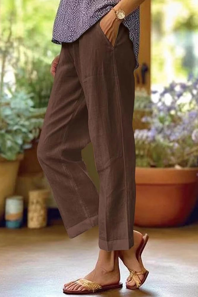 Evangeline | Cuffed Straight Leg Cropped Pants for Women