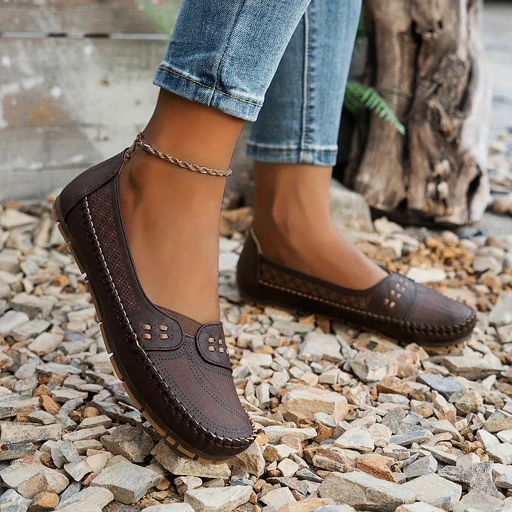 Perforated Mary Jane Flats for Women