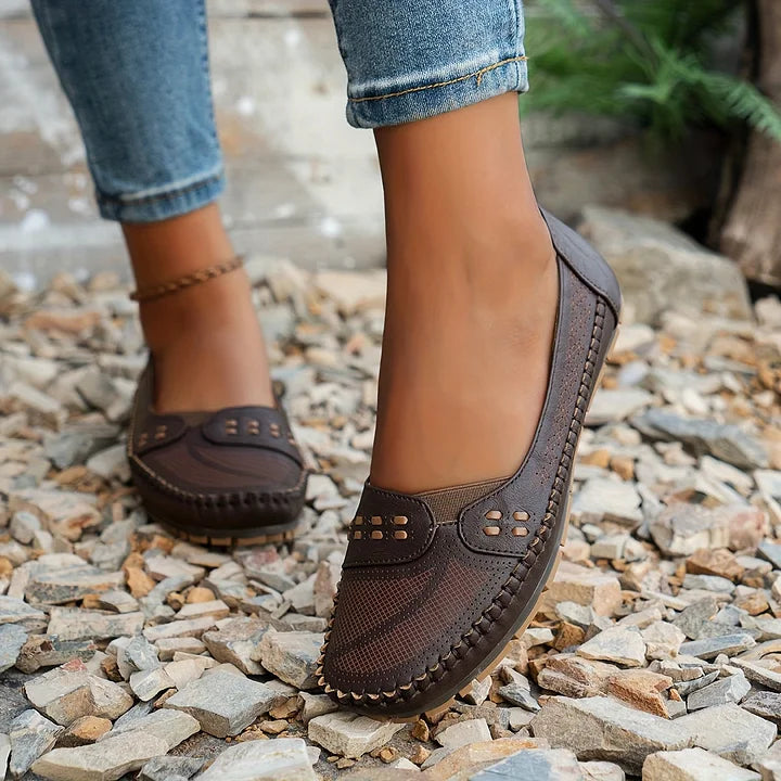 Perforated Mary Jane Flats for Women